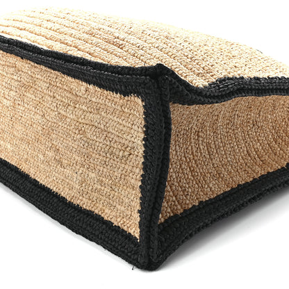 Saint Laurent Raffia Calfskin Rive Gauche Tote Naturale Black 11 of 11