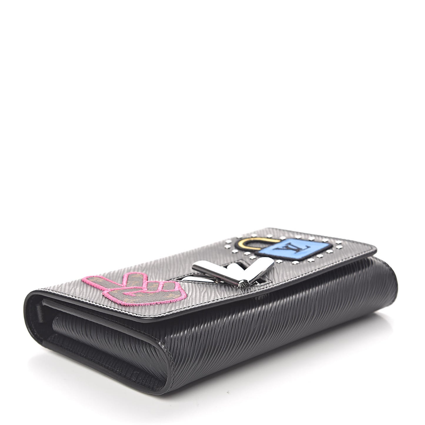 Epi LV Stories Twist Chain Wallet Black