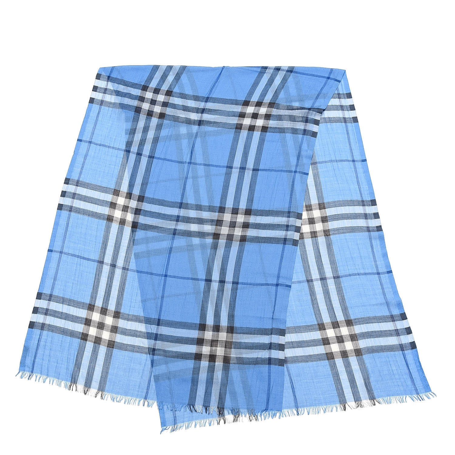 Burberry Linen Giant Check Lightweight Scarf Blue 1 of 4