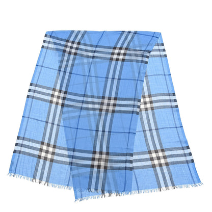 Burberry Linen Giant Check Lightweight Scarf Blue 1 of 4