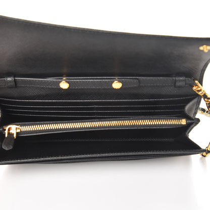 Prada Saffiano Metal Oro Chain Wallet Nero Black 5 of 7