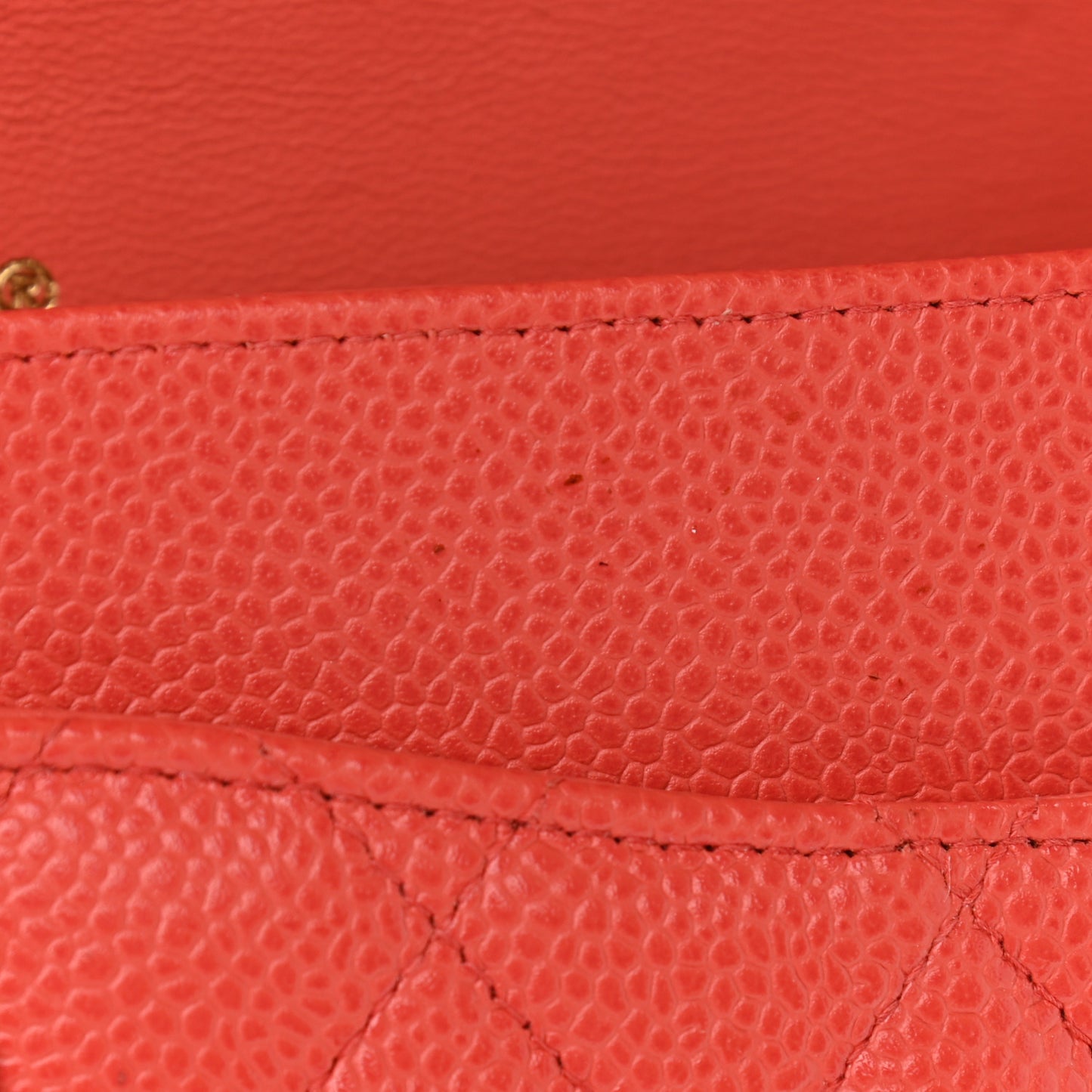 Caviar Quilted Medium Double Flap Light Red