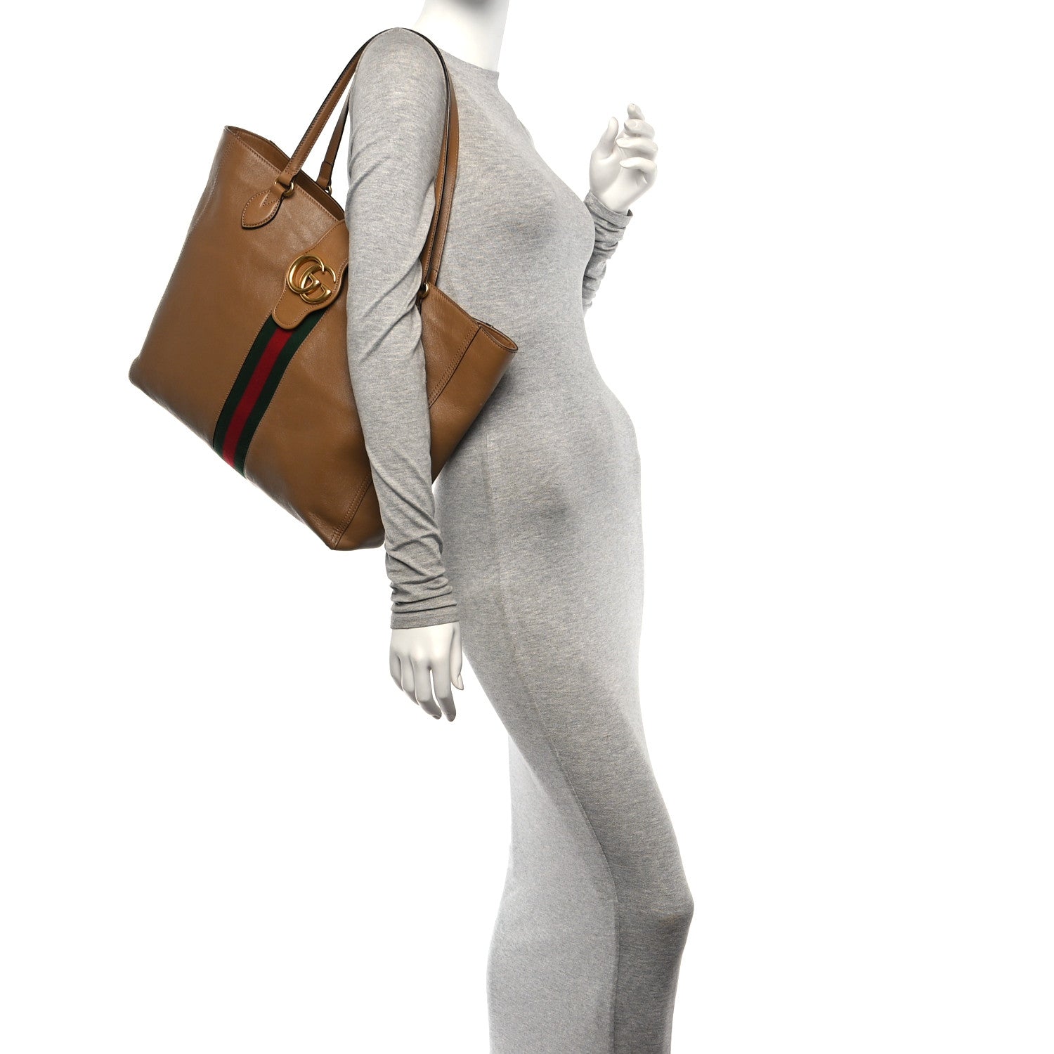 Gucci New Sakai Calfskin Lux Web Medium Dahlia Tote Quarz Beige 2 of 13