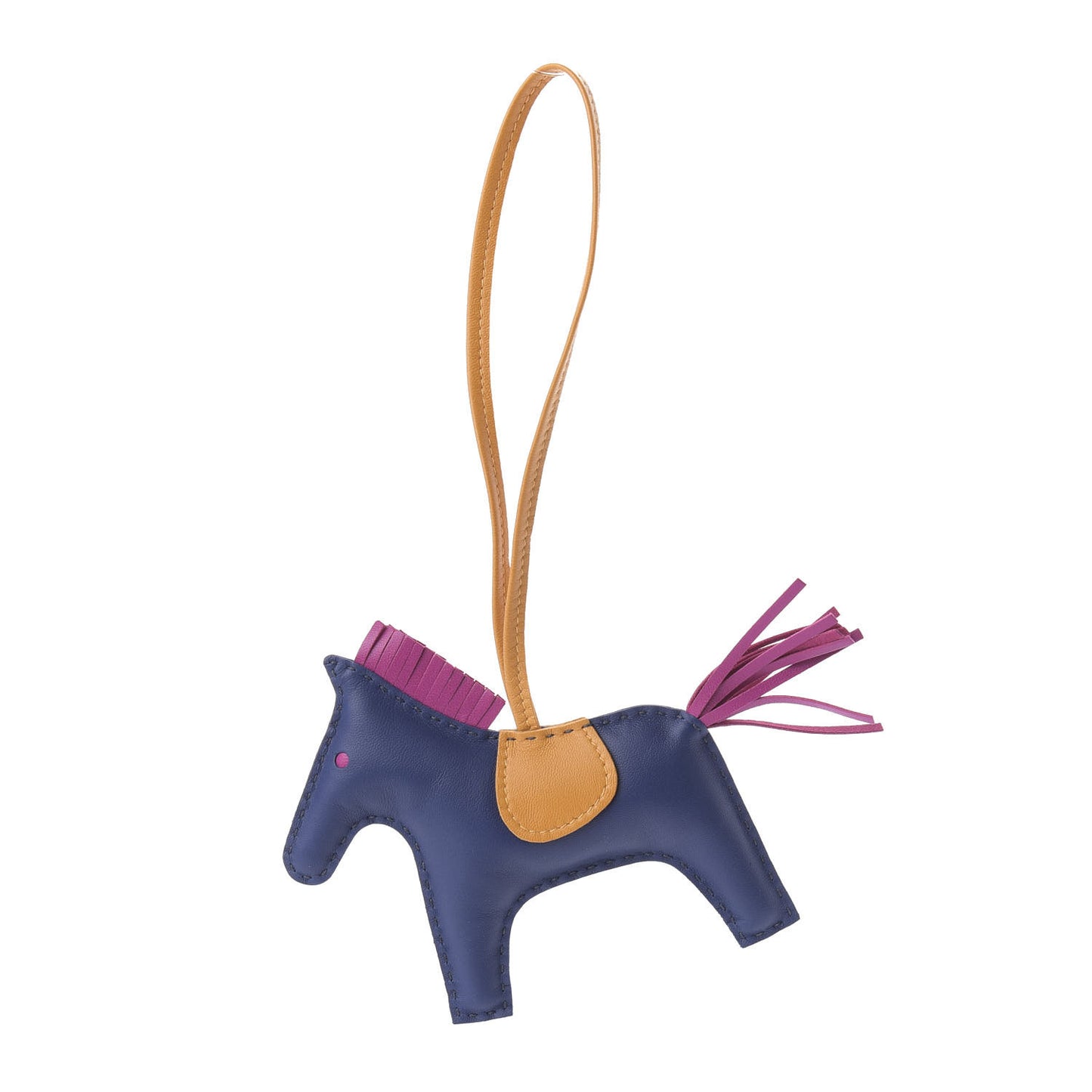 Milo Lambskin Grigri Rodeo Horse Bag Charm MM Bleu Saphir Rose Pourpre Naturel Bouton D'Or