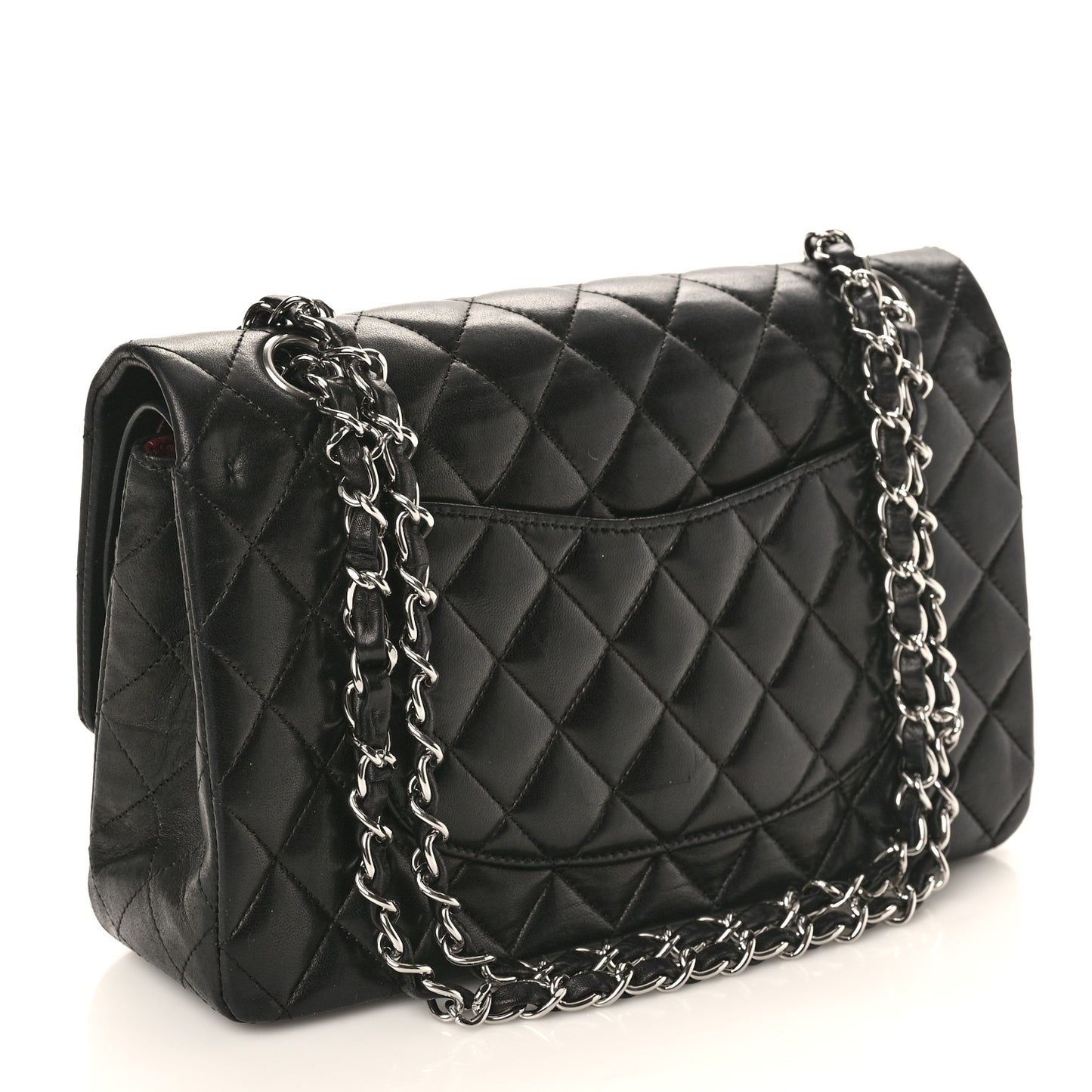 Lambskin Quilted Medium Double Flap Black