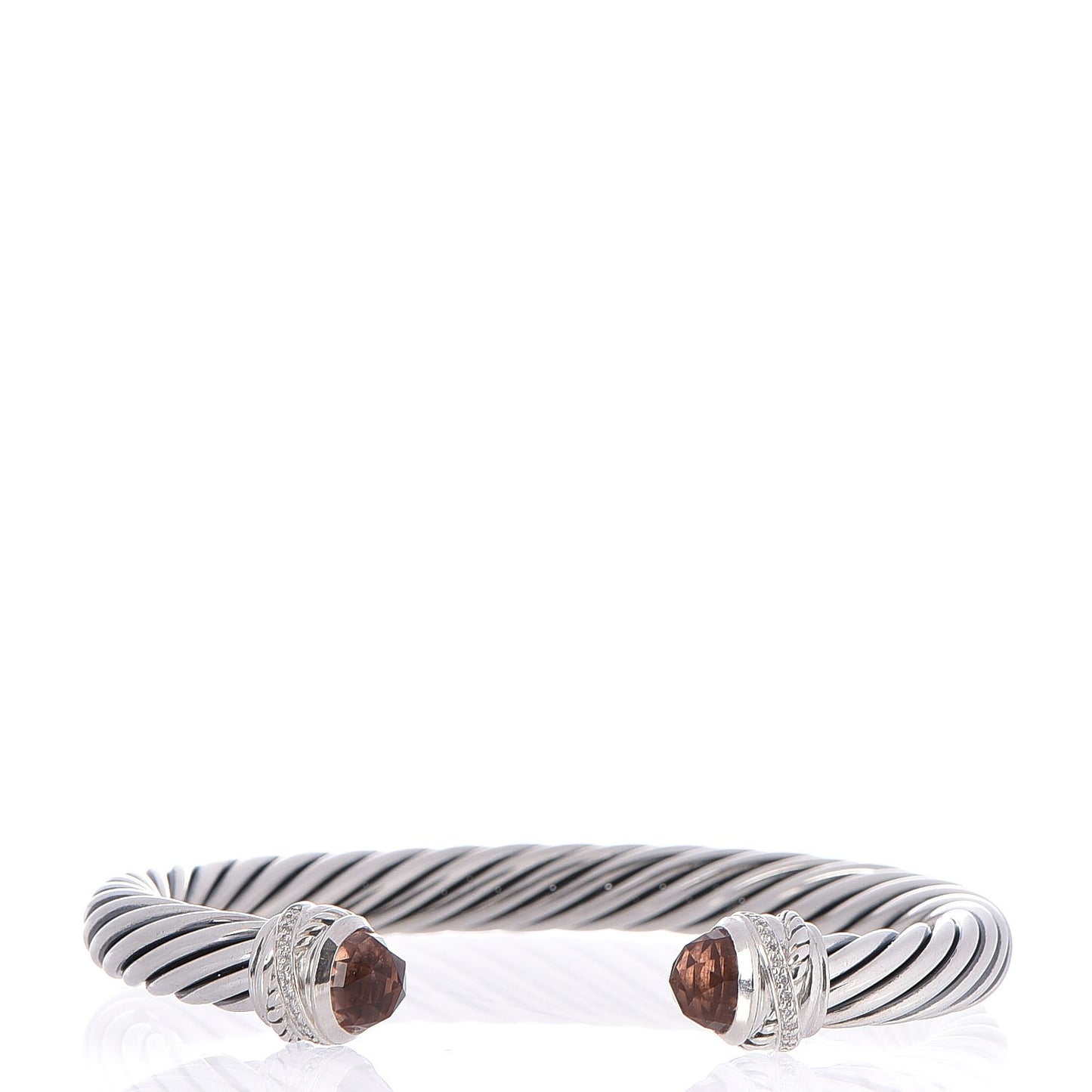 Sterling Silver Diamond Morganite 7mm Cable Crossover Bracelet