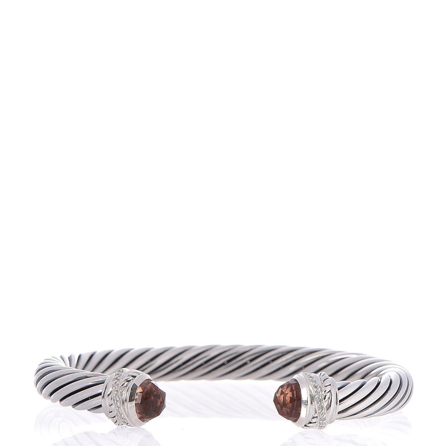 David Yurman Sterling Silver Diamond Morganite 7mm Cable Crossover Bracelet 1 of 4