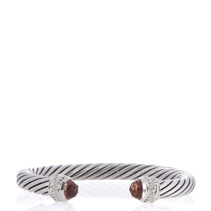 David Yurman Sterling Silver Diamond Morganite 7mm Cable Crossover Bracelet 1 of 4