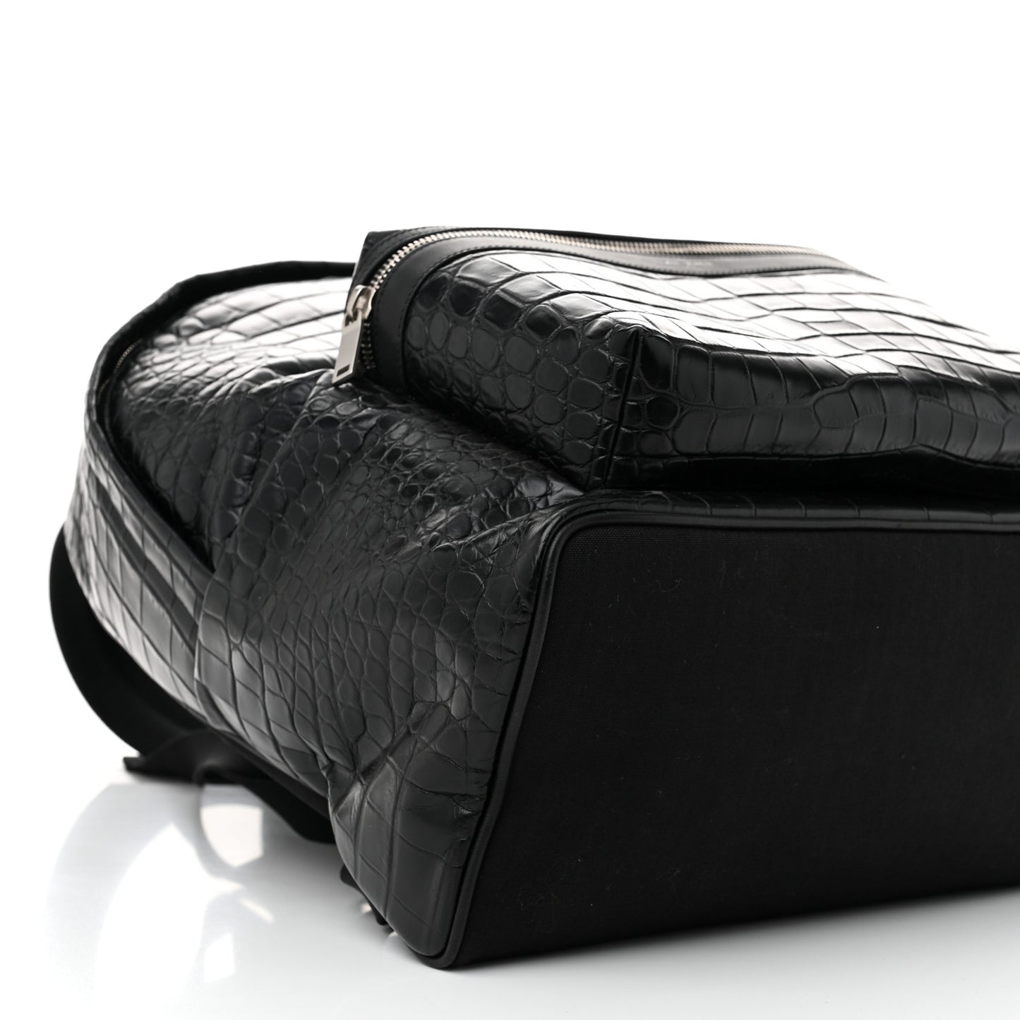 Calfskin Crocodile Embossed City Backpack Black