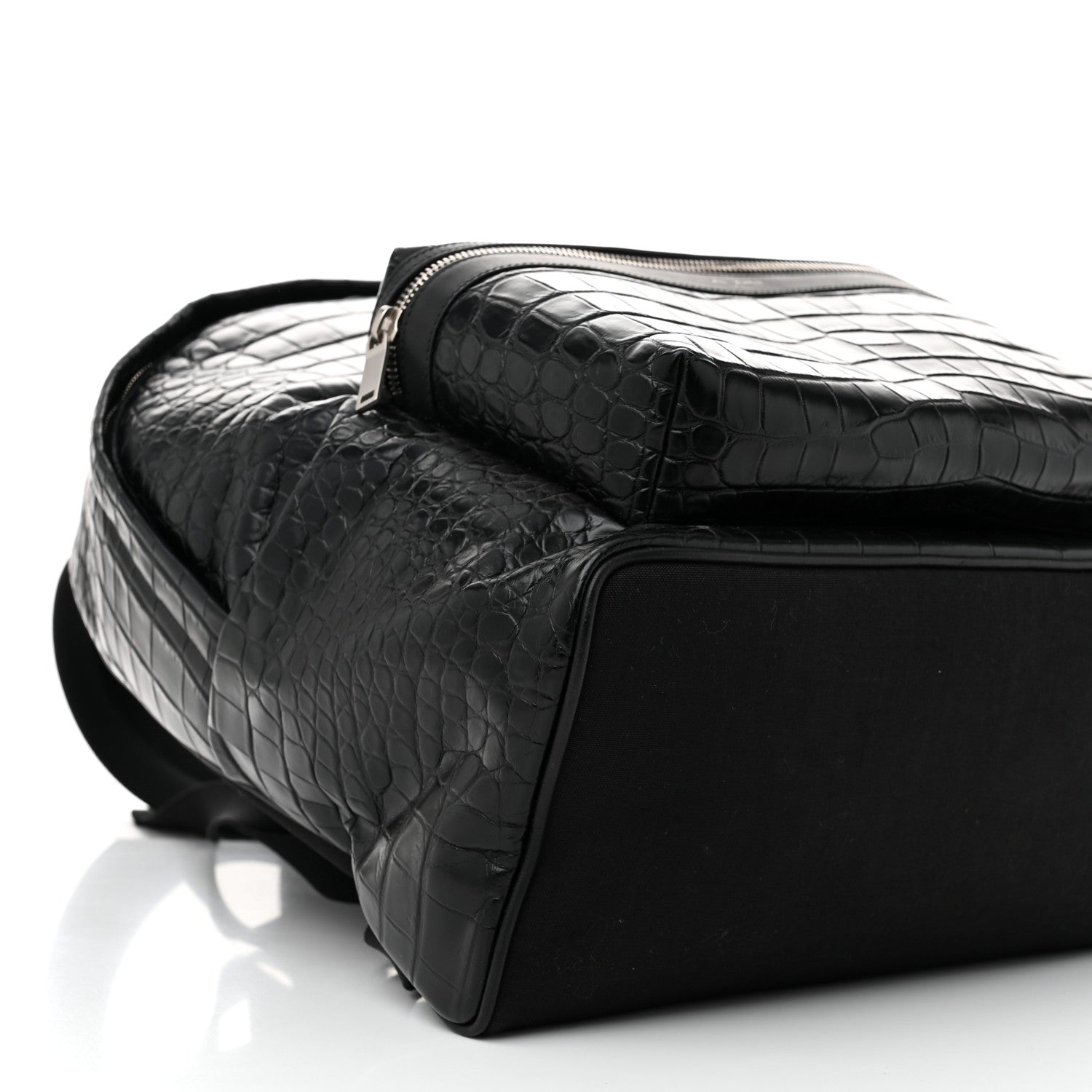 Saint Laurent Calfskin Crocodile Embossed City Backpack Black 8 of 9