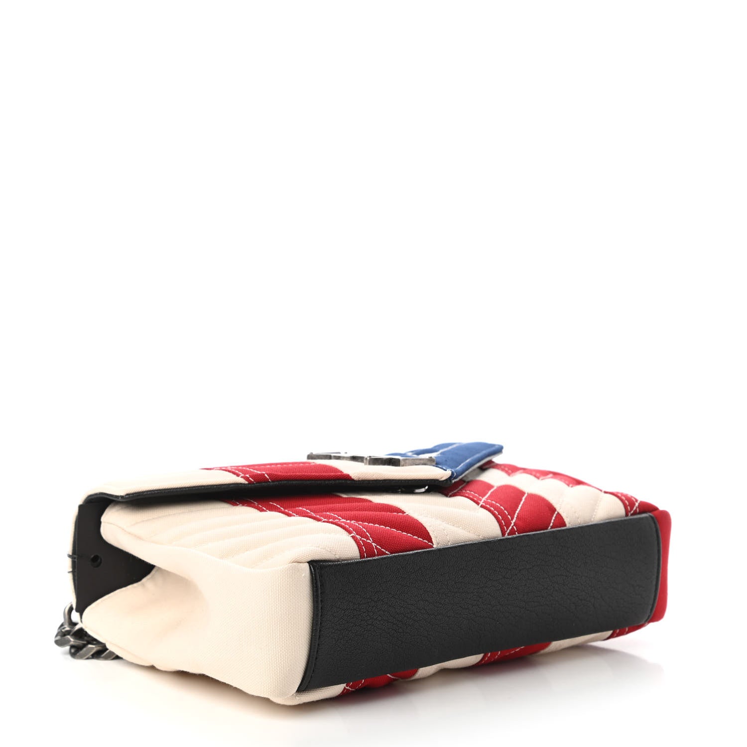 Saint Laurent Canvas Matelasse Chevron American Flag Monogram Medium College Bag Red Blue 4 of 10