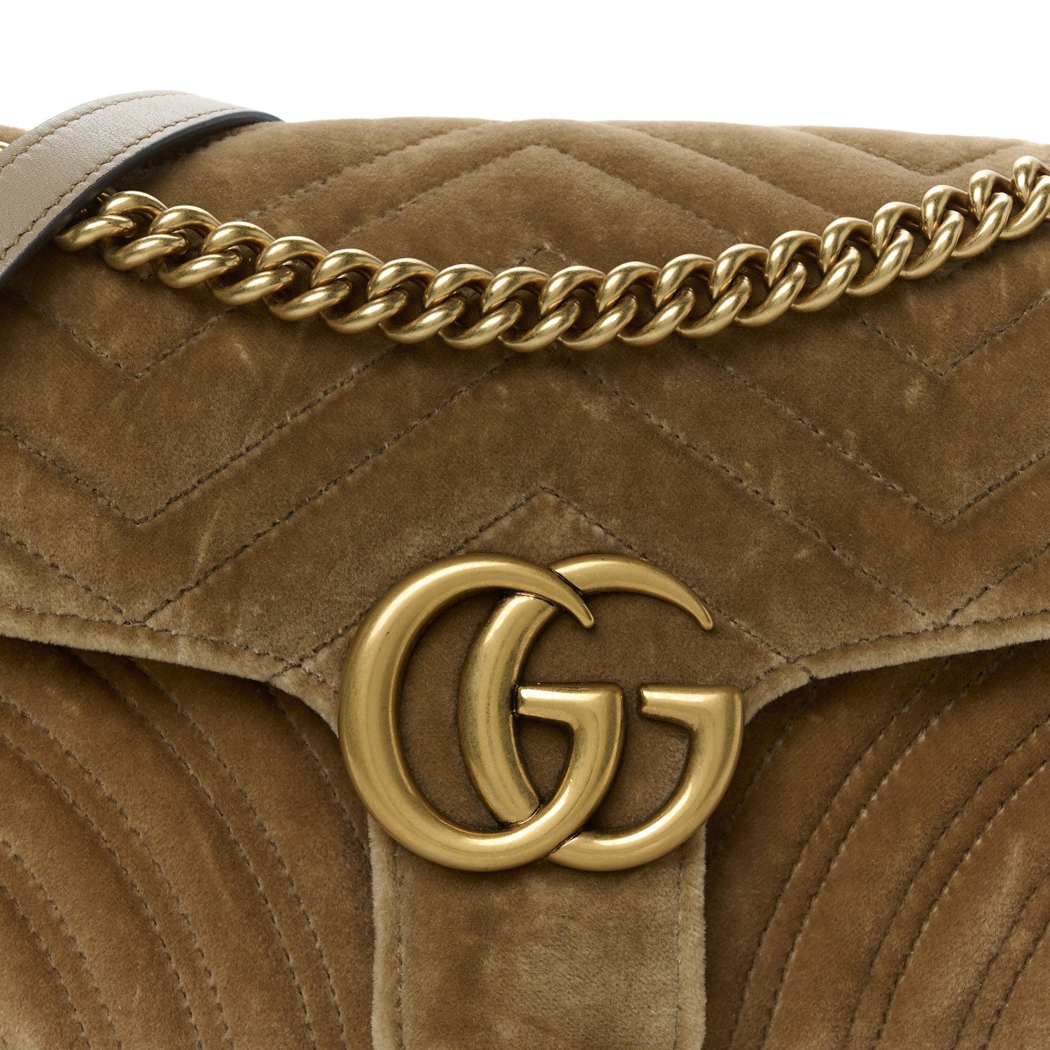 Gucci Velvet Matelasse Small GG Marmont Shoulder Bag Taupe 8 of 10