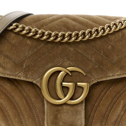 Gucci Velvet Matelasse Small GG Marmont Shoulder Bag Taupe 8 of 10