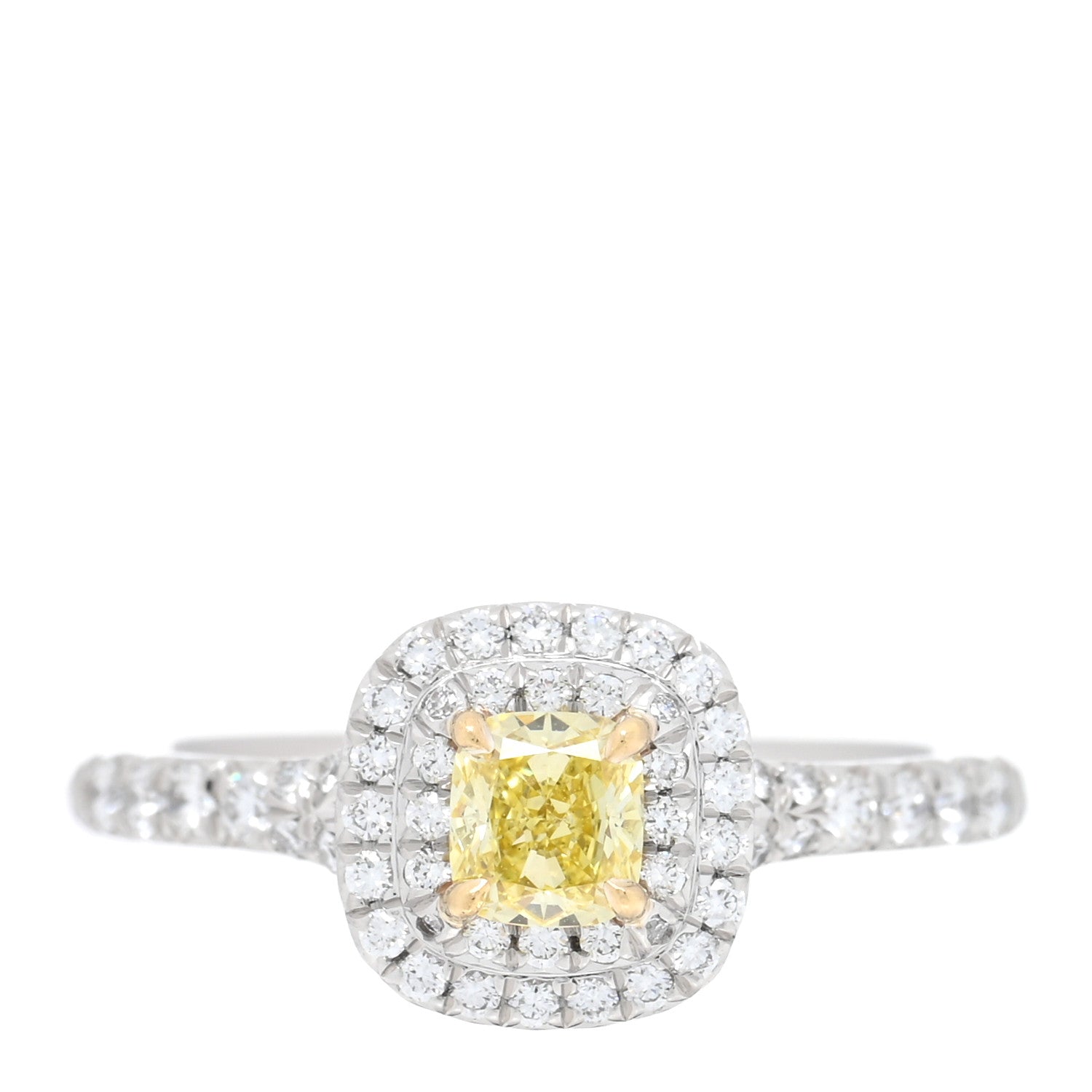Tiffany Platinum 18K Yellow Gold Fancy Yellow Diamond .37ct Soleste Engagement Ring 50 5.5 1 of 4