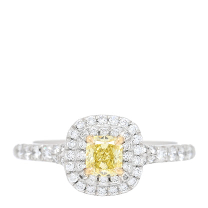 Tiffany Platinum 18K Yellow Gold Fancy Yellow Diamond .37ct Soleste Engagement Ring 50 5.5 1 of 4