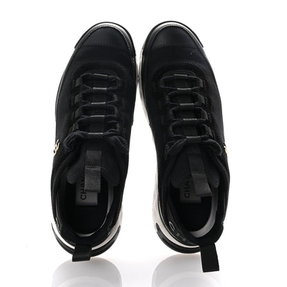 Chanel Velvet Calfskin Mixed Fibers CC Sneakers 38.5 Black 2 of 9
