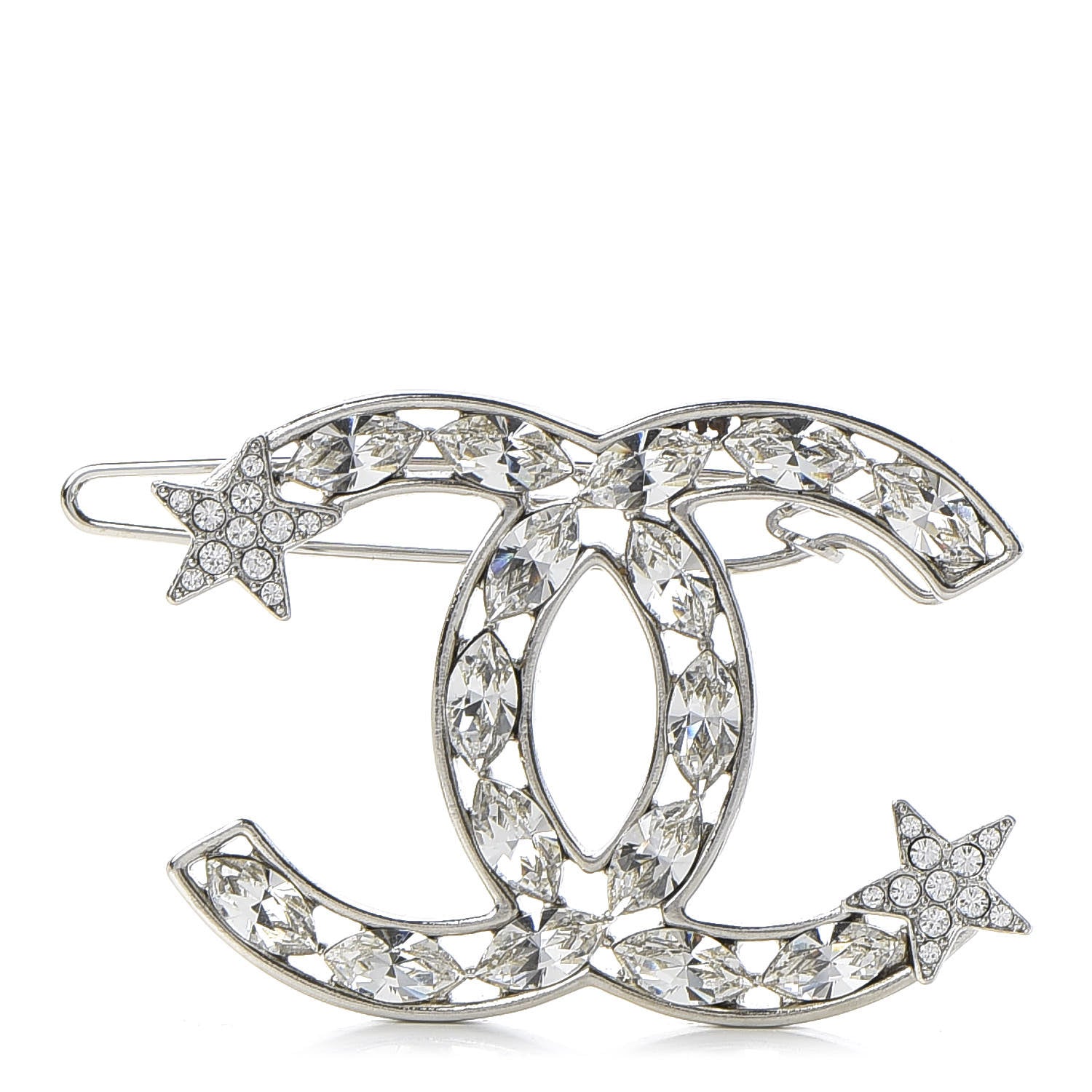 Chanel Crystal Starfall CC Hair Clip Silver 1 of 5