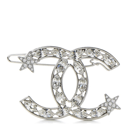Chanel Crystal Starfall CC Hair Clip Silver 1 of 5