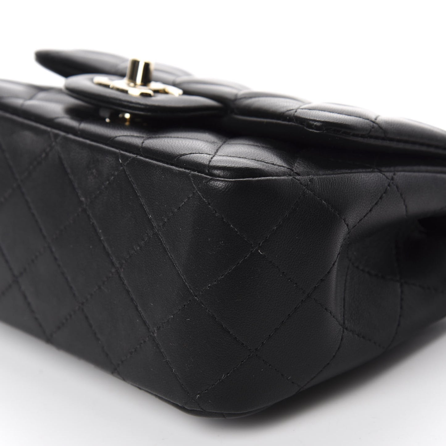 Lambskin Quilted Mini Square Flap Black