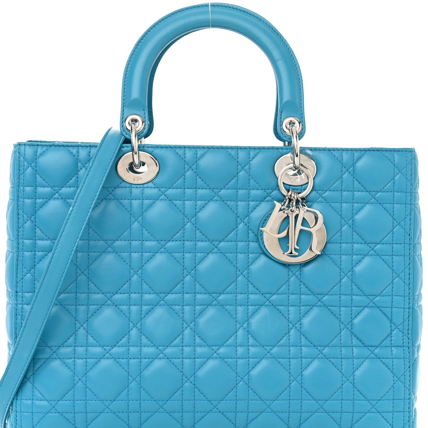Lambskin Cannage Large Lady Dior Turquoise