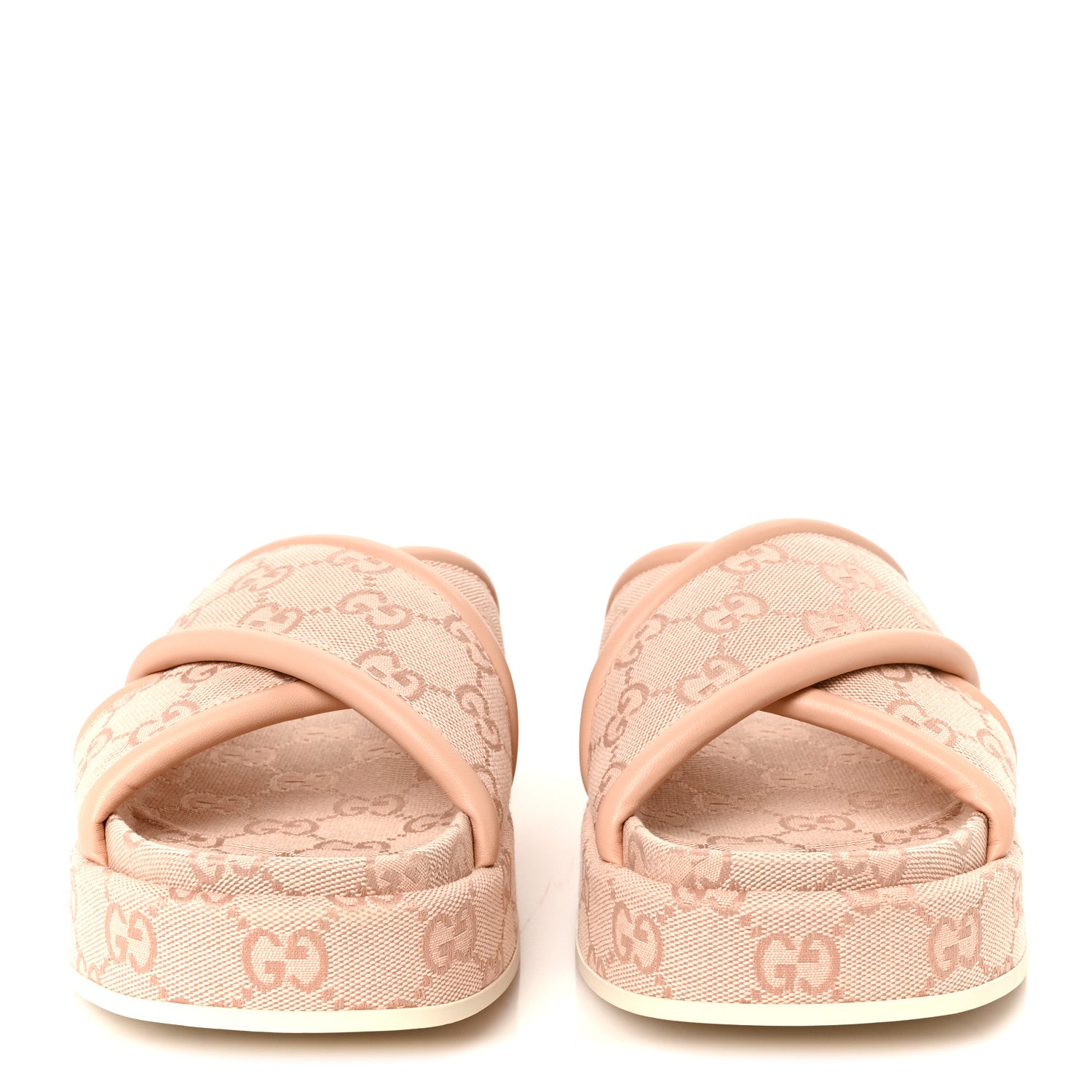 Gucci Monogram GG Calfskin Angelina Platform 55mm Slide Sandals 37 Light Pink 3 of 9