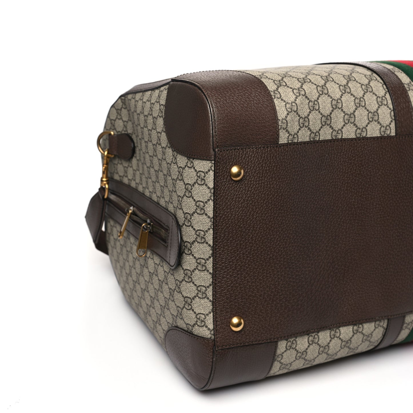 GG Supreme Monogram Textured Dollar Calfskin Web Large Savoy Duffle Bag Beige Ebony New Acero