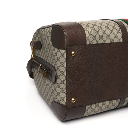 Gucci GG Supreme Monogram Textured Dollar Calfskin Web Large Savoy Duffle Bag Beige Ebony New Acero 6 of 7