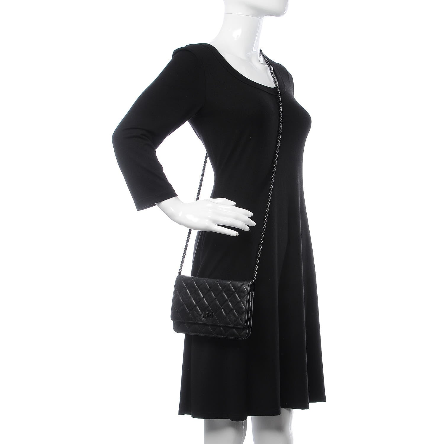 Chanel Aged Calfskin Quilted Reissue Wallet On Chain WOC So Black 2 of 9