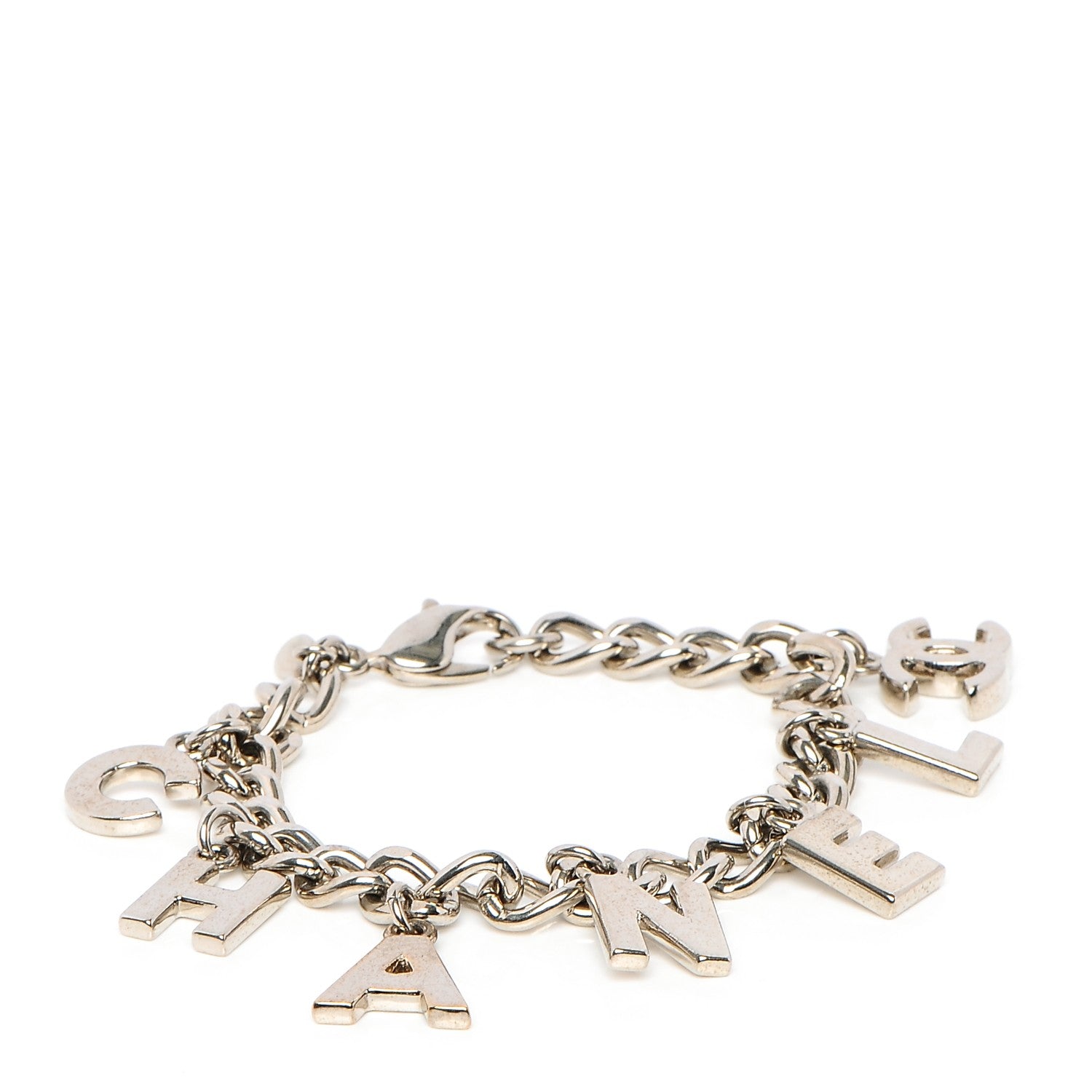 Chanel CC Logo Charms Bracelet Silver 1 of 4