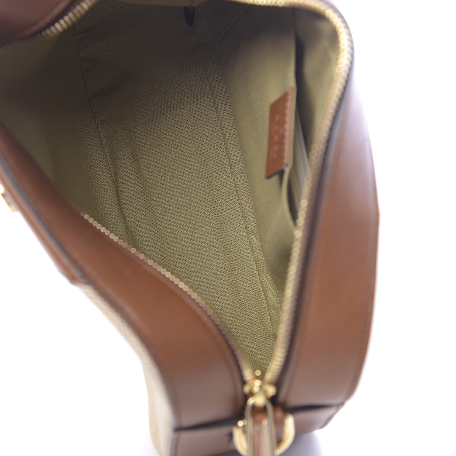 Gucci Vintage Canvas Web Shoulder Bag Sand Cuir 5 of 10