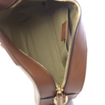 Gucci Vintage Canvas Web Shoulder Bag Sand Cuir 5 of 10