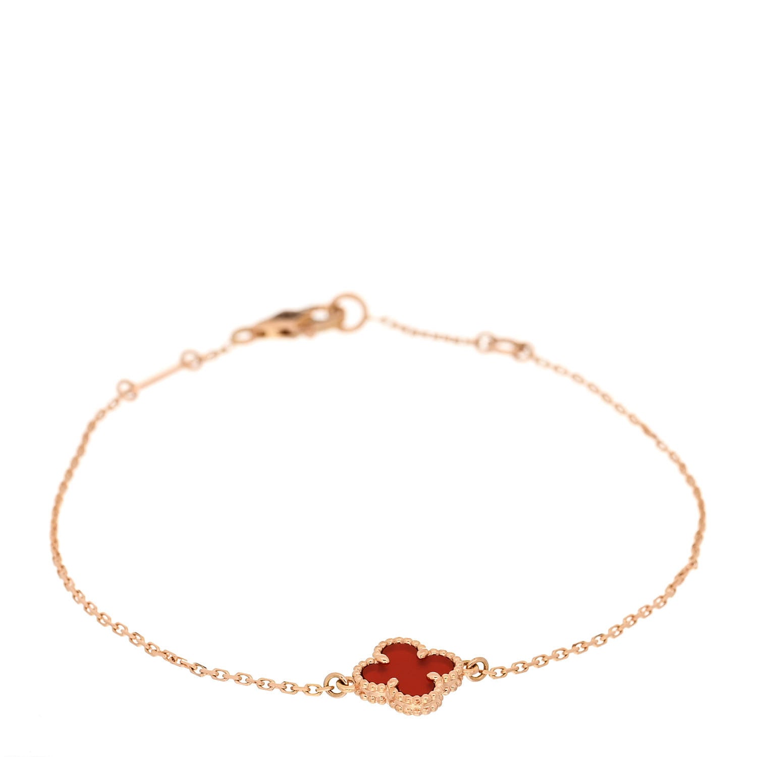 Van Cleef & Arpels 18K Rose Gold Carnelian Sweet Alhambra Bracelet 1 of 5