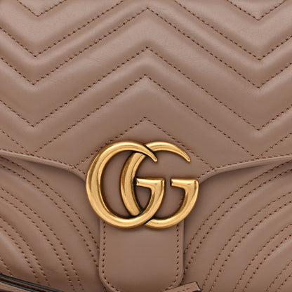 Gucci Calfskin Matelasse Sylvie Web Small GG Marmont Top Handle Shoulder Bag Porcelain Rose 9 of 11