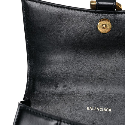Balenciaga Shiny Box Calfskin Hourglass Top Handle Bag XS Black 12 of 22