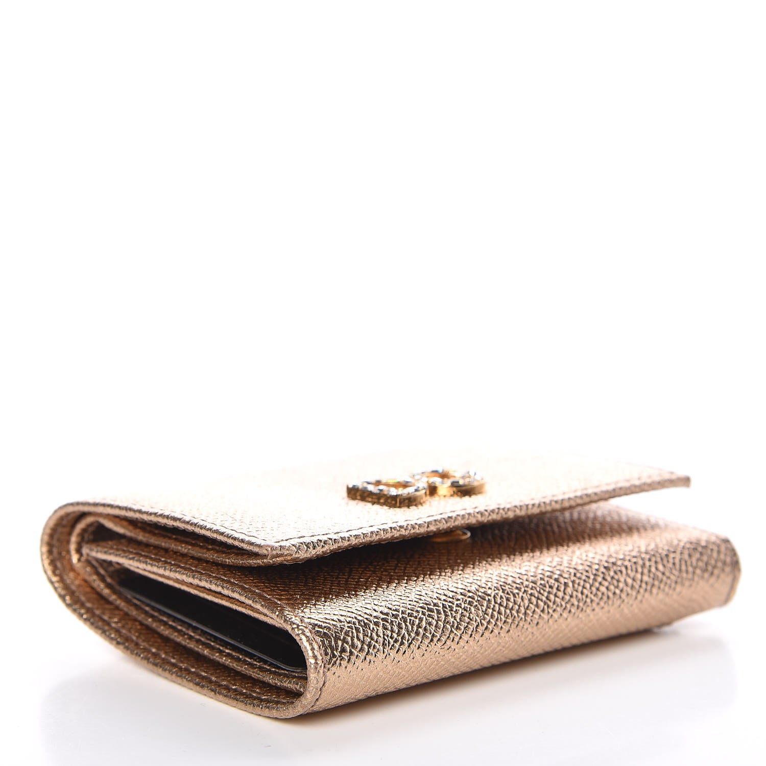 Dolce & Gabbana Laminato Dauphine French Flap Wallet Oro Antico 4 of 7