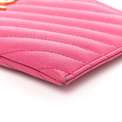 Saint Laurent Grain De Poudre Chevron Monogram Bill Pouch Bright Pink 9 of 13