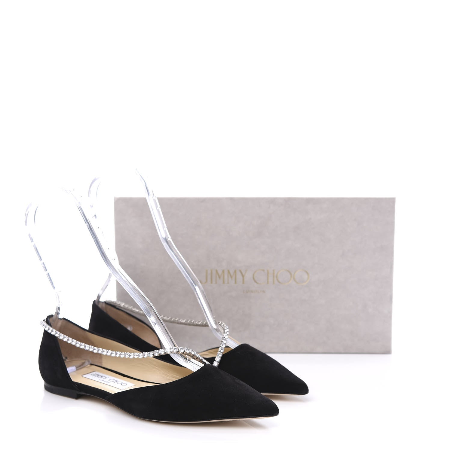 Jimmy Choo Suede Crystal Trude Flats 37 Black 10 of 10