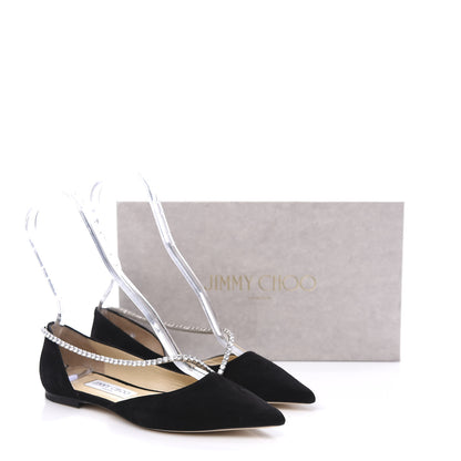 Jimmy Choo Suede Crystal Trude Flats 37 Black 10 of 10