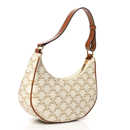 Celine Canvas Calfskin Ava Triomphe Shoulder Bag White 3 of 6