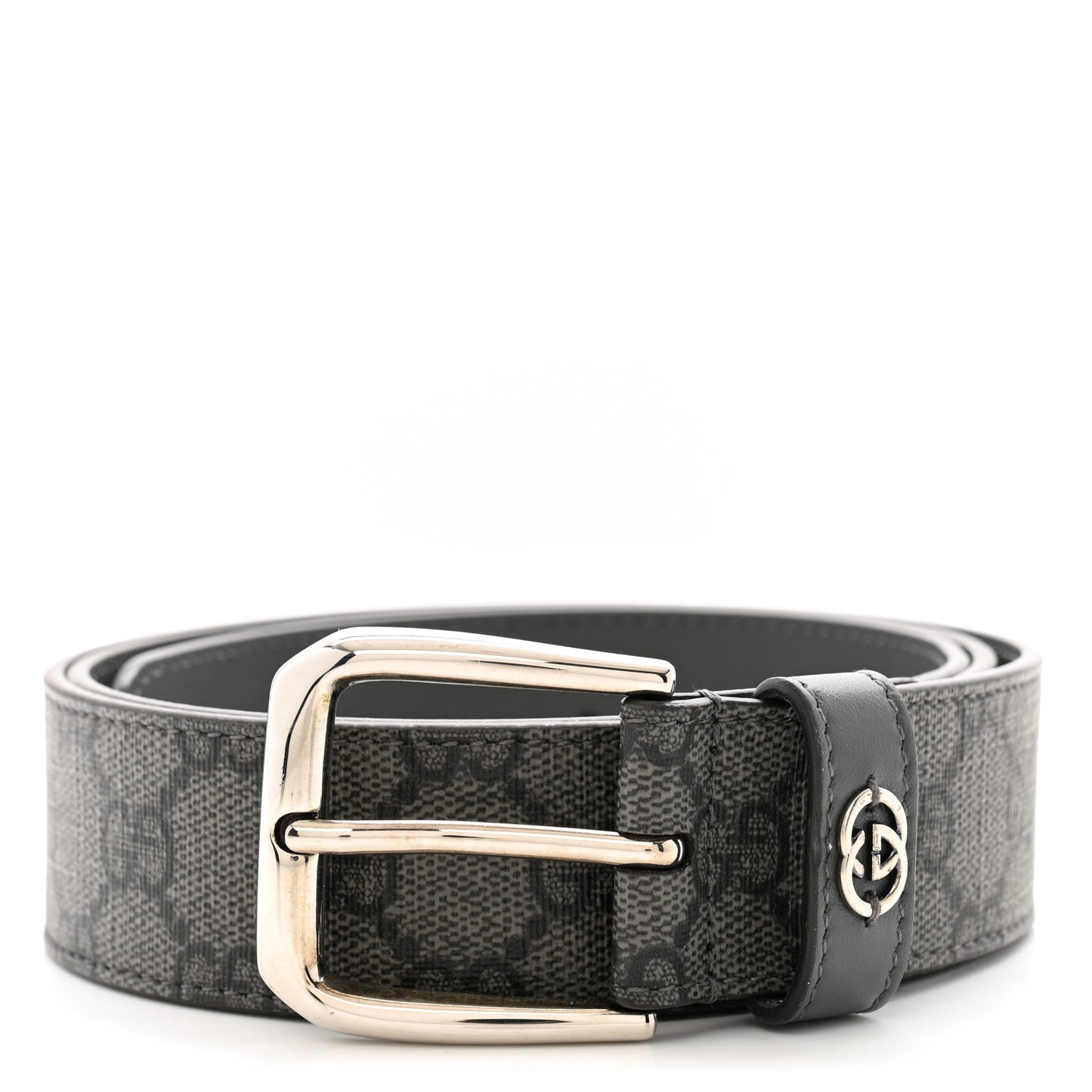 GG Supreme Monogram Plutone Calfskin 35mm Belt 90 36 Gray