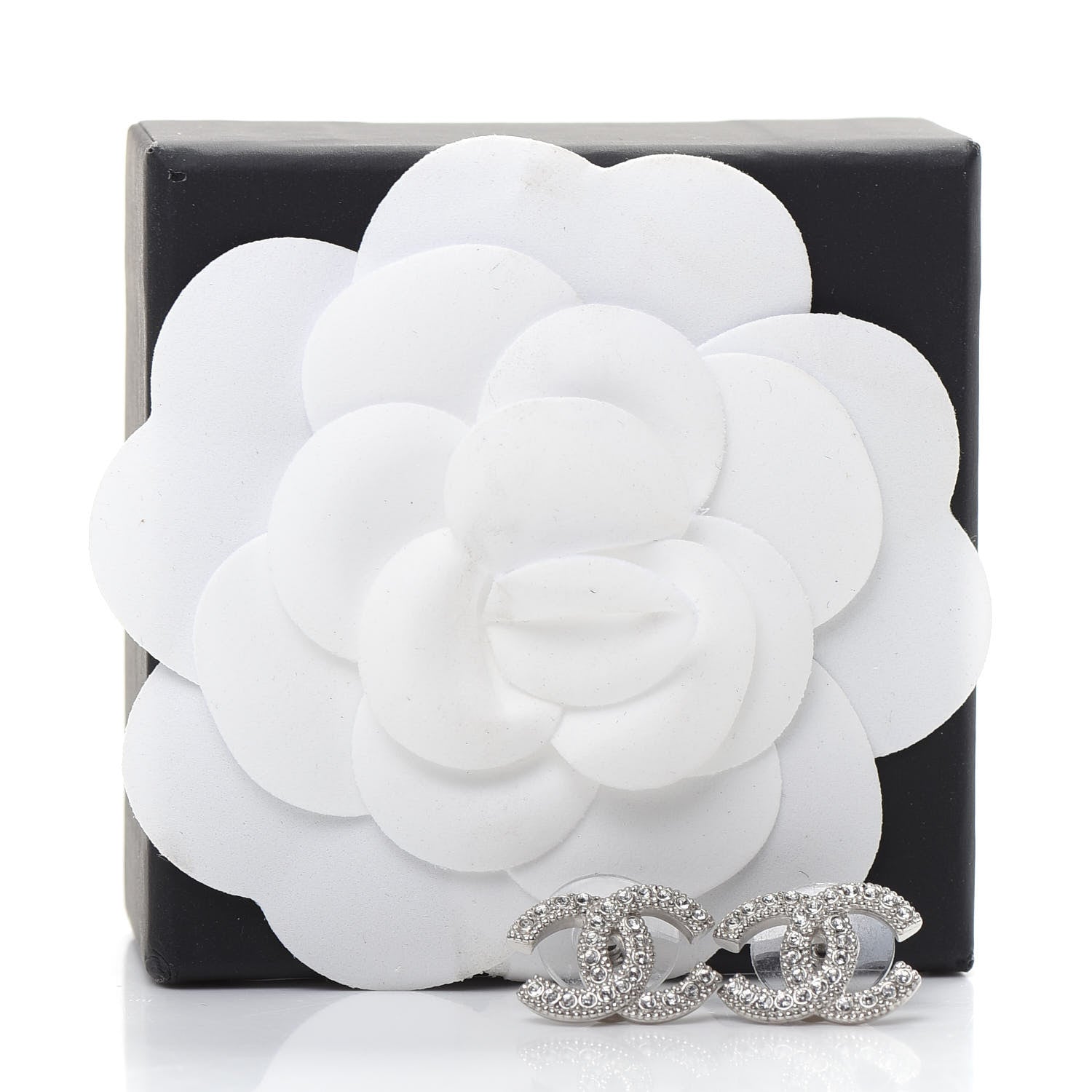 Chanel Crystal CC Earrings Silver 5 of 5