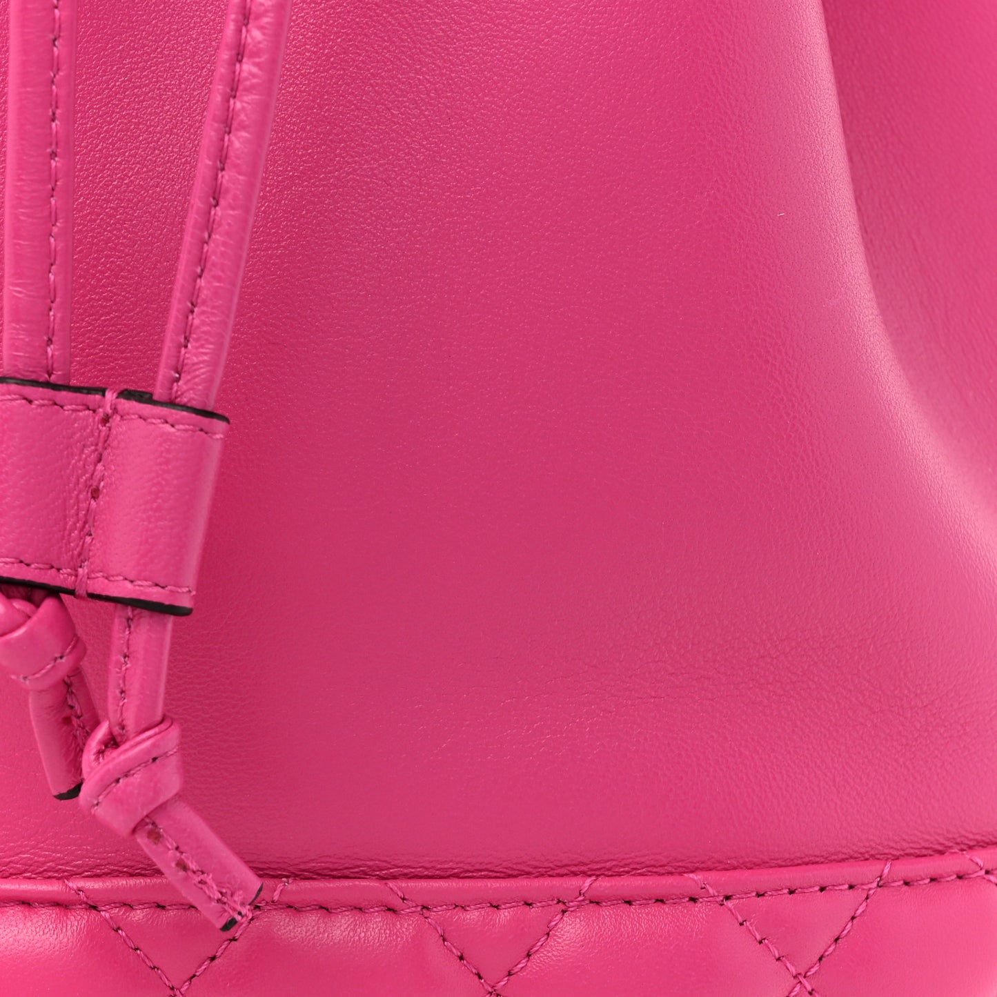 Nappa Quilted Medusa Top Handle Bucket Bag Fuchsia