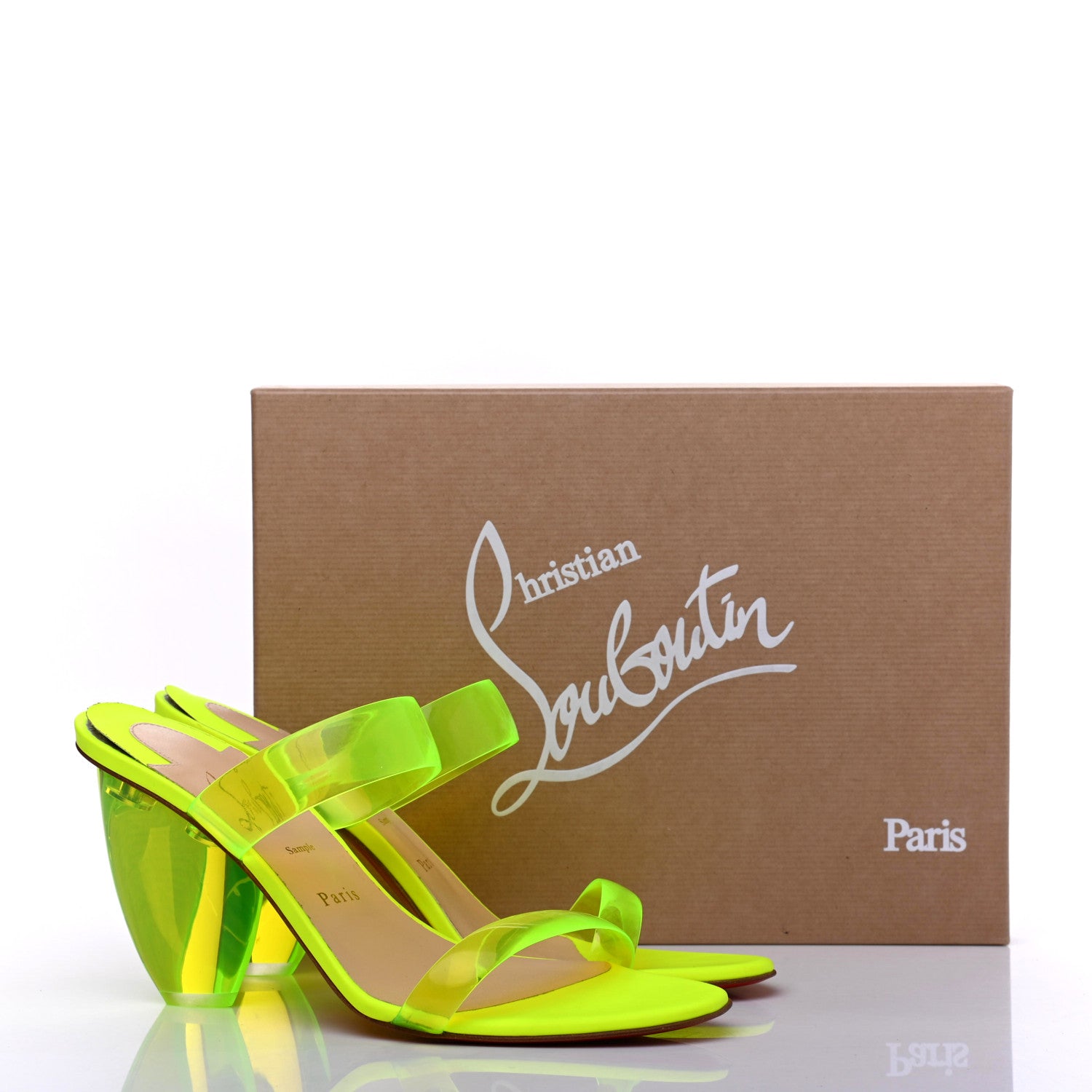 Christian Louboutin PVC Ovida 85 Slide Sandals 39.5 Yellow 10 of 10