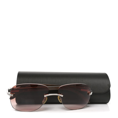 Cartier Metal Rimless C Decor Sunglasses Silver Brown 7 of 7