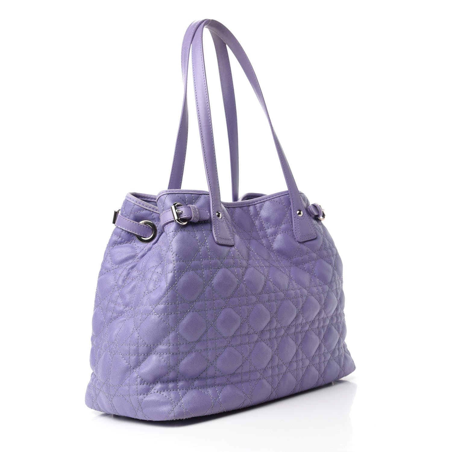 Christian Dior Coated Canvas Cannage Medium Panarea Tote Lilac 3 of 16