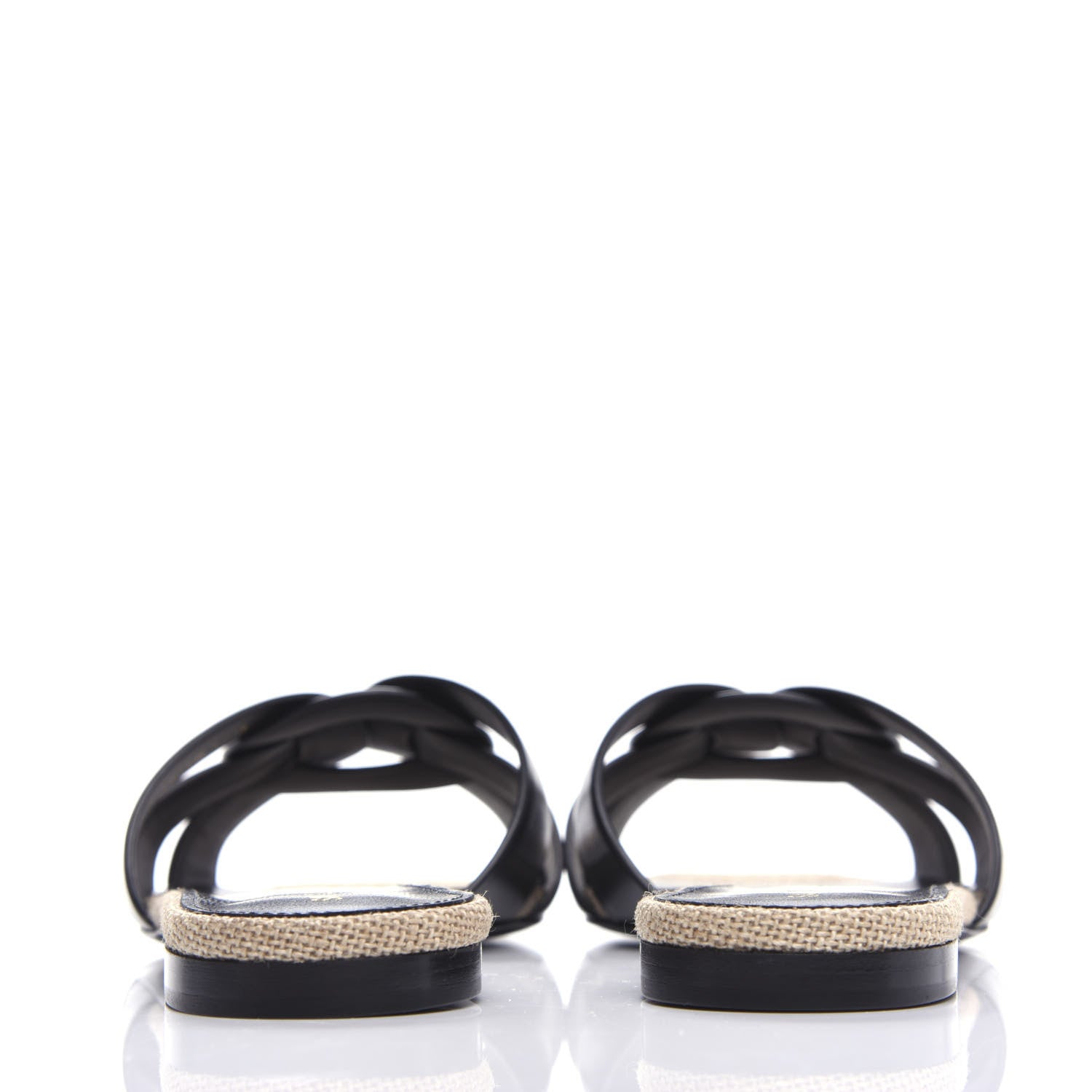 Saint Laurent Calfskin Rope Tribute 05 Slide Sandals 38 Black 7 of 10