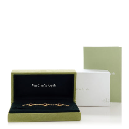Van Cleef & Arpels 18K Yellow Gold Carnelian 5 Motifs Vintage Alhambra Bracelet 5 of 5