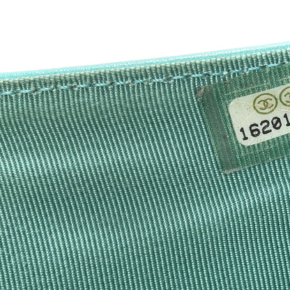 Chanel Patent Quilted Zip Pocket Wallet Turquoise 7 of 7