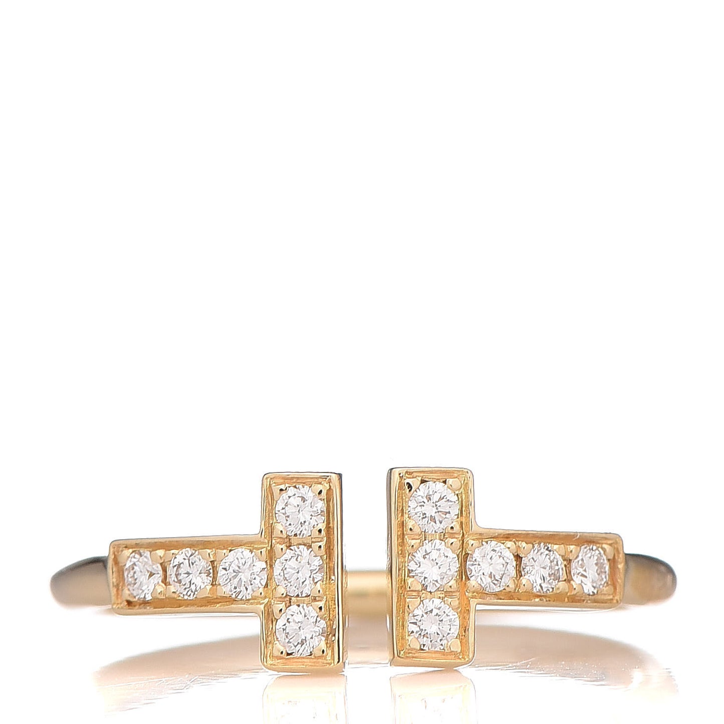 18K Yellow Gold Diamond T Wire Ring 48 4.5