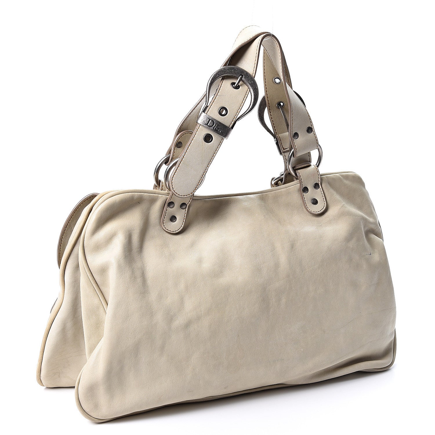 Christian Dior Calfskin Medium Gaucho Double Saddle Bag Ivory 2 of 12